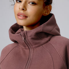 Autumn and winter new fleece hooded sports fitness long-sleeved jacket