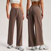 Drawstring straight high-rise versatile loose casual wide-leg pants