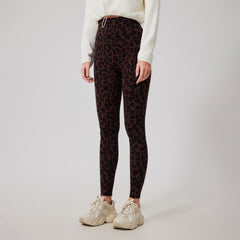 Plush seamless nude warm high-waisted hip-lifting leopard print pants