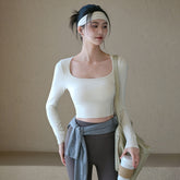 With chest pad, Yoga mesh beautiful back and long sleeves