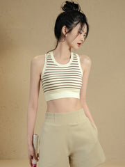 Striped sports vest with chest pad