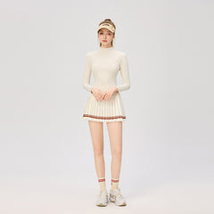 High-neck zippered tennis long-sleeved top T-shirt