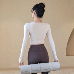 Long-Sleeve Yoga Top with Built-In Bra