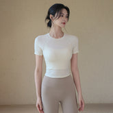 High elastic, Lightweight, Comfortable, Breathable, Pilates, Fitness, Running, Sports short sleeves