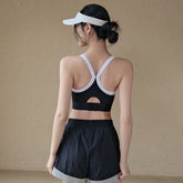 All-in-one contrasting premium shockproof pull-in fitness training bra