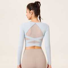 Slimming yoga top with chest pad nude sport
