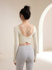 Chic Open Back Pilates Long Sleeve - Breathable & Slimming Workout Top