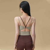 Luxury, Comfortable, Breathable, All-in-one contrasting sports fitness bra