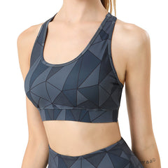 Printed high-waisted slimming bra leggings sports fitness set