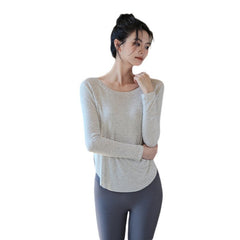 Off-the-shoulder loose yoga top