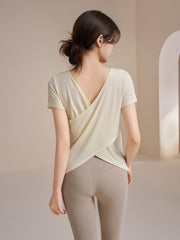Loose slimming cross-back short-sleeved T-shirt