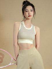 Striped sports vest with chest pad