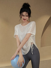Loose cover-up slimming yoga short-sleeved T-shirt