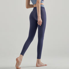 Color-blocked cross-waisted leggings