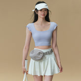 Slim fit yoga clothes with chest pads and short sleeves