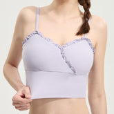 Ruffled shock-absorbing running sports bra