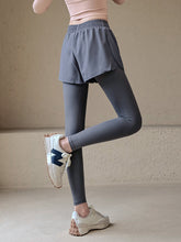 Fake two piece high waisted leggings