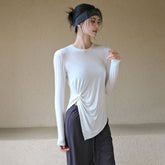High-end slit comfortable slimming sports T-shirt