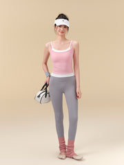 Color-block 2-in-1 Layered Yoga Tank Top with Double Shoulder Straps