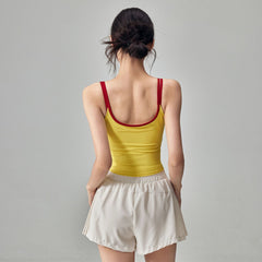 Contrasting double strap slimming sports fitness back bra
