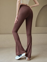 Fashionable peach hip flared pants