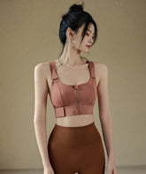 Front zipper high impact bra