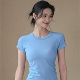 Slim, Comfortable, Breathable, Slim, Pilates fitness T-shirt with short sleeves