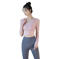 Faux Two-Piece Mesh Yoga Top