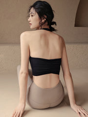 Halterneck underwear slimming shockproof back sports bra