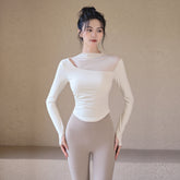 Mesh Panel Long-Sleeve Fitness T-Shirt