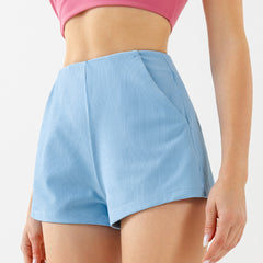 High-stretch ribbed yoga gym three-point pants