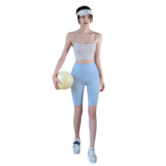 Nude peach hip-lifting skinny shorts