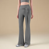 New high-elastic threaded bootcut pants personalized strap Pilates gym pants