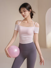 One shoulder strap yoga short sleeves