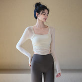 Sexy Mesh Faux Two-Piece Yoga Top