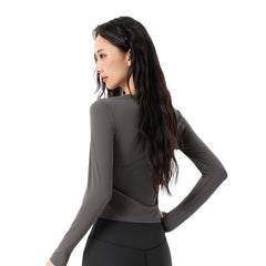 Slim zippered cardigan tummy tucks sports long sleeves