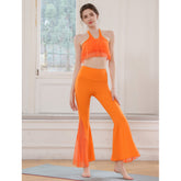 Dunhuang Flying Goddess Mesh Yarn Crossing Beauty Back Fork Flared Pants Set