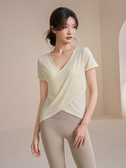 Loose slimming cross-back short-sleeved T-shirt