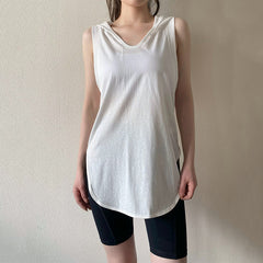 Sleeveless hooded sports vest cover-up
