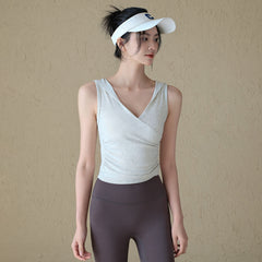 Hooded V-neck, Sleeveless casual running, Sports fitness vest, T-shirt, Smock, Short sleeves