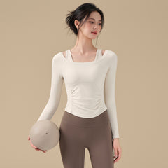 Autumn and winter nude slimming yoga clothes tops fitness T-shirts