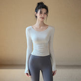 Ribbed Seamless Wrinkle Sports Top
