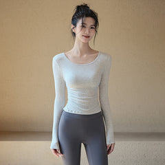 Ribbed Seamless Wrinkle Sports Top