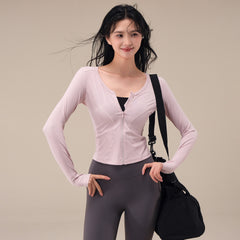 Autumn zippered cardigan slim slimming fitness long-sleeved jacket