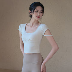 New Pilates Yoga Short Sleeve with Chest Pad