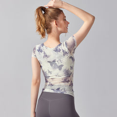 Butterfly print mesh breathable, Quick-drying short sleeves