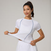 Breathable crew neck waist tennis short sleeves