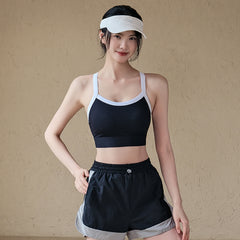 All-in-one contrasting premium shockproof pull-in fitness training bra