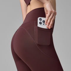 Mesh without T-line with pockets, Anti-roll hemming, Hip lifting sports leggings