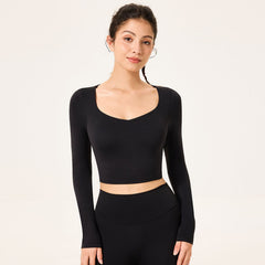 Slimming yoga top with chest pad nude sport